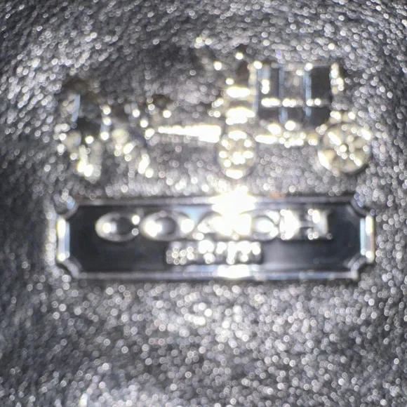 Rare Vintage Coach Black Leather Crossbody Bag with Silver Accents purple lining - Picture 2 of 10